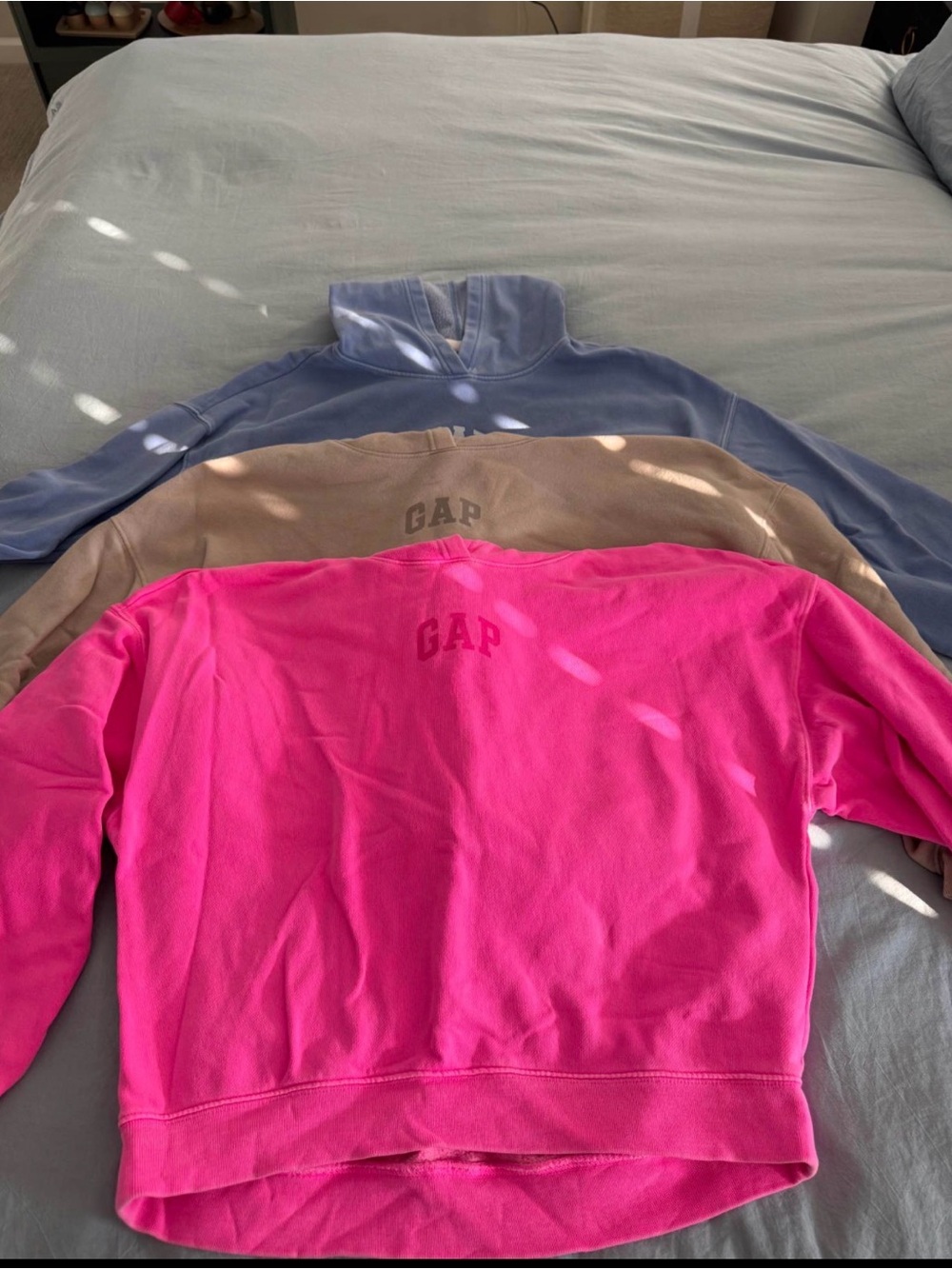 GAP Sweatshirt Bundle in Hot Pink, Tan, and Light Blue